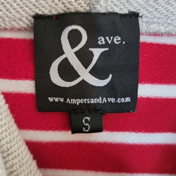 & Ampersand Ave | Red & White Striped Double Hoodie Sweatshirt Size Small - Picture 5 of 6